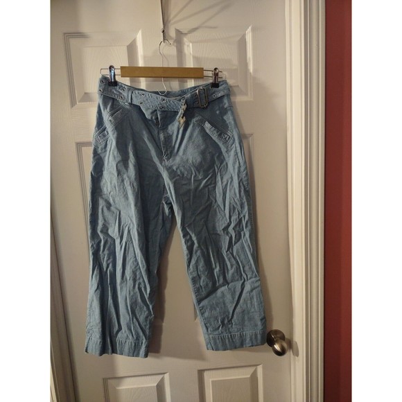 Liz Claiborne Cropped Capri Pants Size 10 Blue Audra - Picture 2 of 10